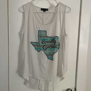 White Tank Top with Texas Graphic